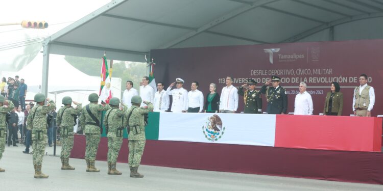 Preside Américo Villarreal desfile del 113 aniversario de la Revolución Mexicana en Tamaulipas