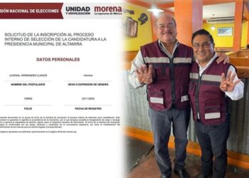 Fundadores de Morena en Altamira registran a Juvenal Hernández como aspirante a la alcaldía.
