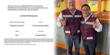 Fundadores de Morena en Altamira registran a Juvenal Hernández como aspirante a la alcaldía.