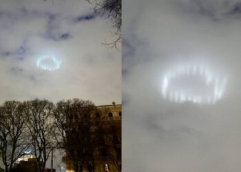 Anillo de luces en el cielo de Milán