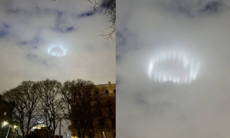 Anillo de luces en el cielo de Milán