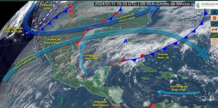 Alerta Protección Civil sobre frente frío 26 con fuertes vientos y bajas temperaturas