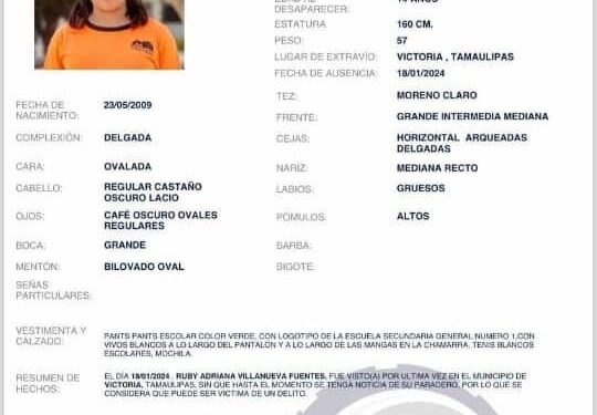 Desaparecen tres alumnas de Secundaria Uno de Cd. Victoria, Tamaulipas