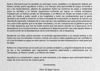 Renuncia Félix García a candidatura panista a Diputado Federal por Nuevo Laredo