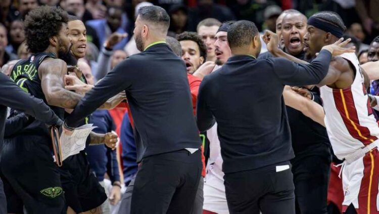 Suspendidos en la NBA tras pelea entre Miami Heat y New Orleans Pelicans