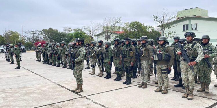 Llegan 300 militares y agentes de GN a reforzar la seguridad en Cd. Victoria, Tamaulipas