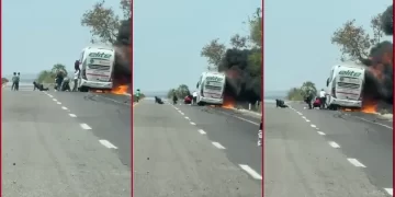 Se incendia autobús de pasajeros en Angostura, Sinaloa; reportan al menos tres muertos