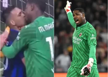 Portero del Milán planta beso a Lautaro Martínez en pleno partido en Italia