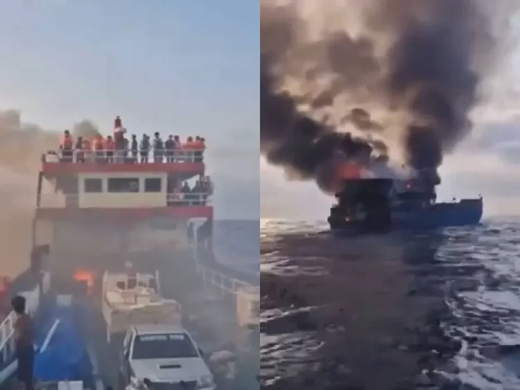 Ferry en llamas: Cientos de turistas saltan al mar en el Golfo de Tailandia