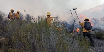 Refuerzan coordinación Estado y Federación para combatir incendio forestal en Victoria