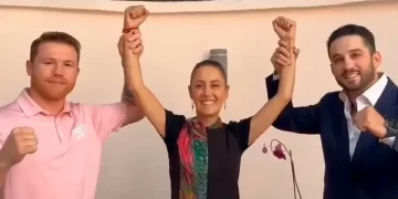 “Canelo” Álvarez levanta la mano a Sheinbaum y le desea suerte