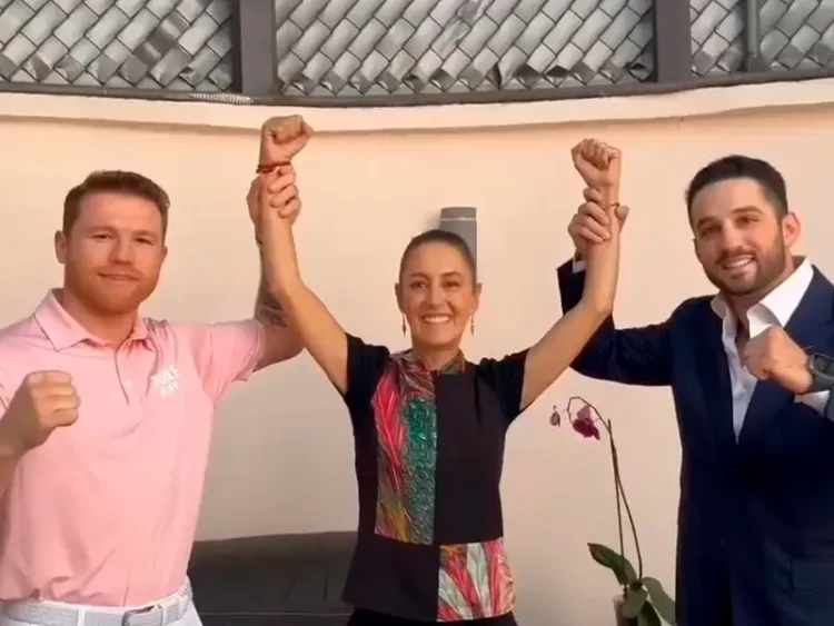 “Canelo” Álvarez levanta la mano a Sheinbaum y le desea suerte