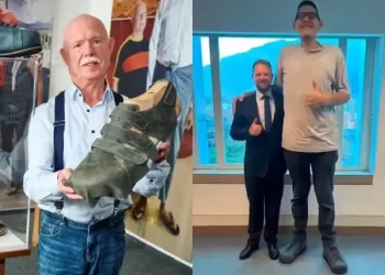 Regalan zapatos al venezolano con los pies más grandes del mundo