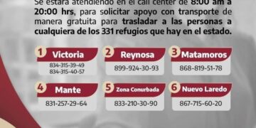 Disponibles unidades para trasladar a la ciudadanía a los albergues en Tamaulipas por tormenta “Alberto”