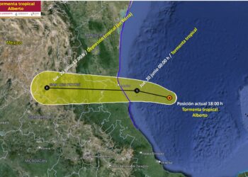 CONAGUA actualiza situación de tormenta “Alberto” frente a Tampico, Tamaulipas a las 18:00 horas