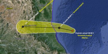 CONAGUA actualiza situación de tormenta “Alberto” frente a Tampico, Tamaulipas a las 18:00 horas