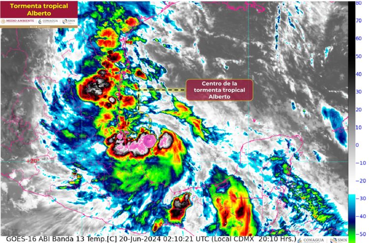 CONAGUA actualiza situación de la tormenta “Alberto” a las 21:00 horas del miércoles frente a Tampico