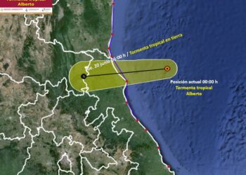 Tormenta “Alberto” a 190 Km. al este-sureste de Tampico a las 00:00 hrs. del jueves: CONAGUA