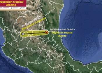 Alberto se reduce a depresión tropical, se ubica a 50 Km. de Valles en San Luis Potosí; seguirán lluvias en Tamaulipas