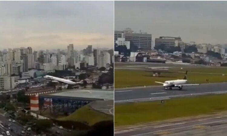 Avión en Brasil casi colisiona con edificios al despegar