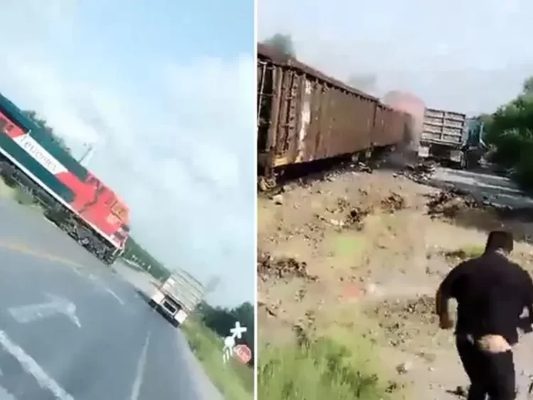Tren embiste a camión de carga en carretera Monterrey-Reynosa