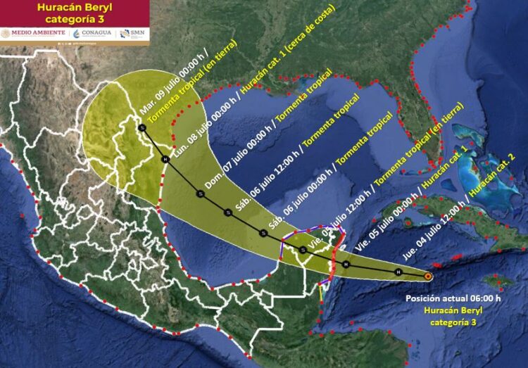 Beryl tocaría tierra en Matamoros como Huracán 1 la madrugada del lunes 8 de julio