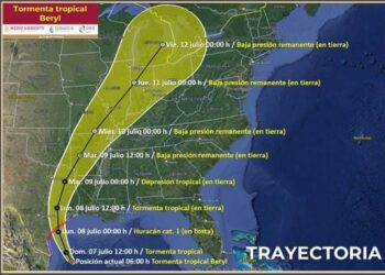 Se aleja Beryl más de Tamaulipas, podría haber ligeras lluvias en la frontera