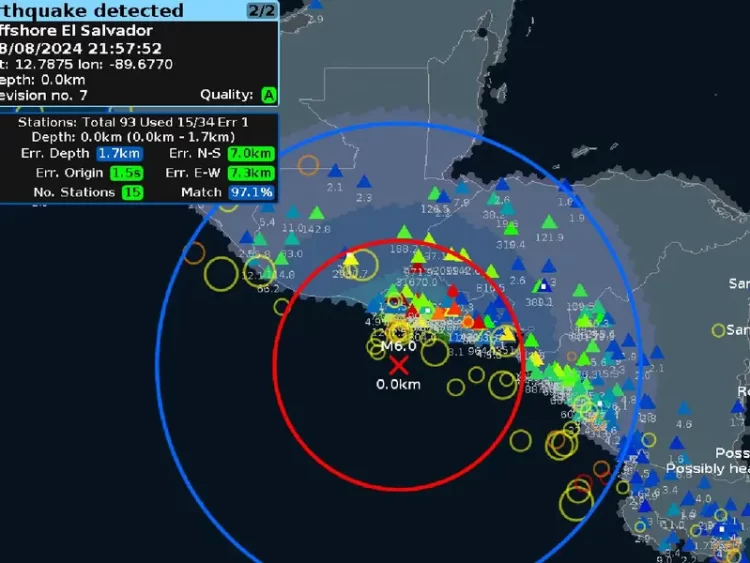 Fuerte sismo de 6.1 sacude a El Salvador, en Centroamérica
