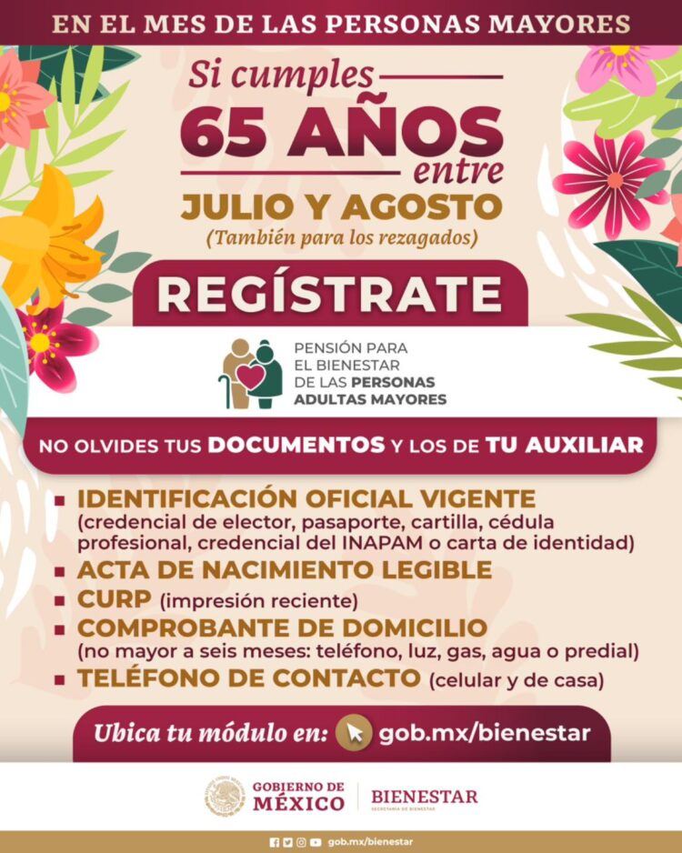 Abren registro al programa Pensión para el Adulto Mayor