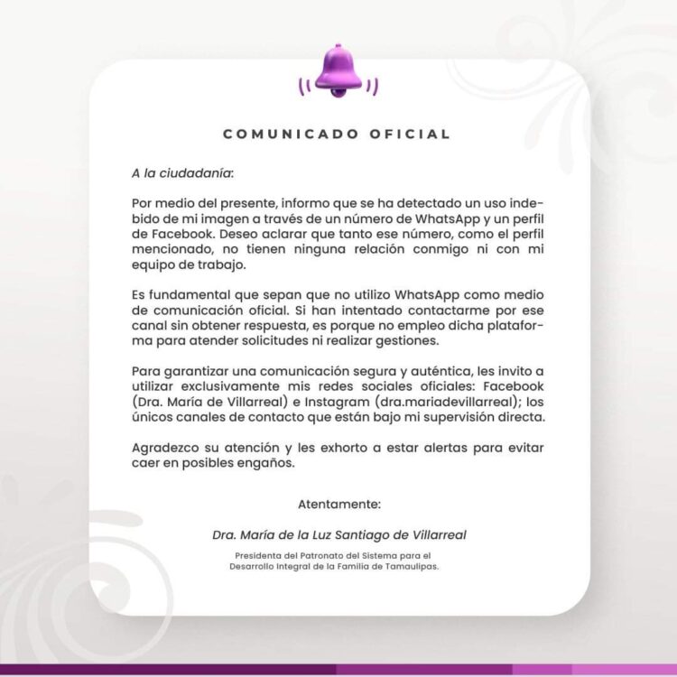 Advierten contra fraude a nombre de presidenta del DIF