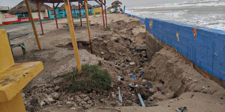 Ocasiona “Francine” daños en infraestructura de la Playa Bagdad, en Matamoros