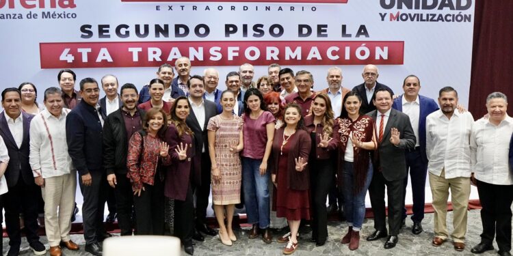 Luisa María Alcalde protesta como dirigente nacional de Morena; Andy López secretario de organización