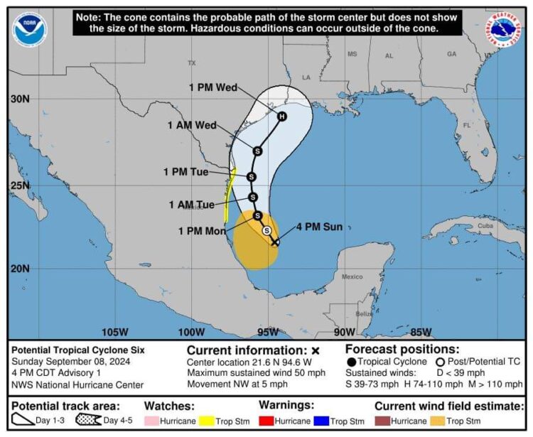 Emiten alerta por potencial ciclón tropical en las costas de Tamaulipas; enfila a EU