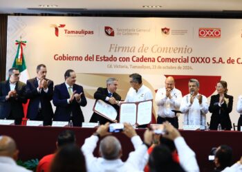Firman convenio Gobierno de Tamaulipas y Oxxo para fortalecer seguridad