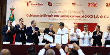Firman convenio Gobierno de Tamaulipas y Oxxo para fortalecer seguridad