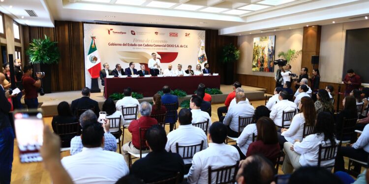 Firman convenio Gobierno de Tamaulipas y Oxxo para fortalecer seguridad