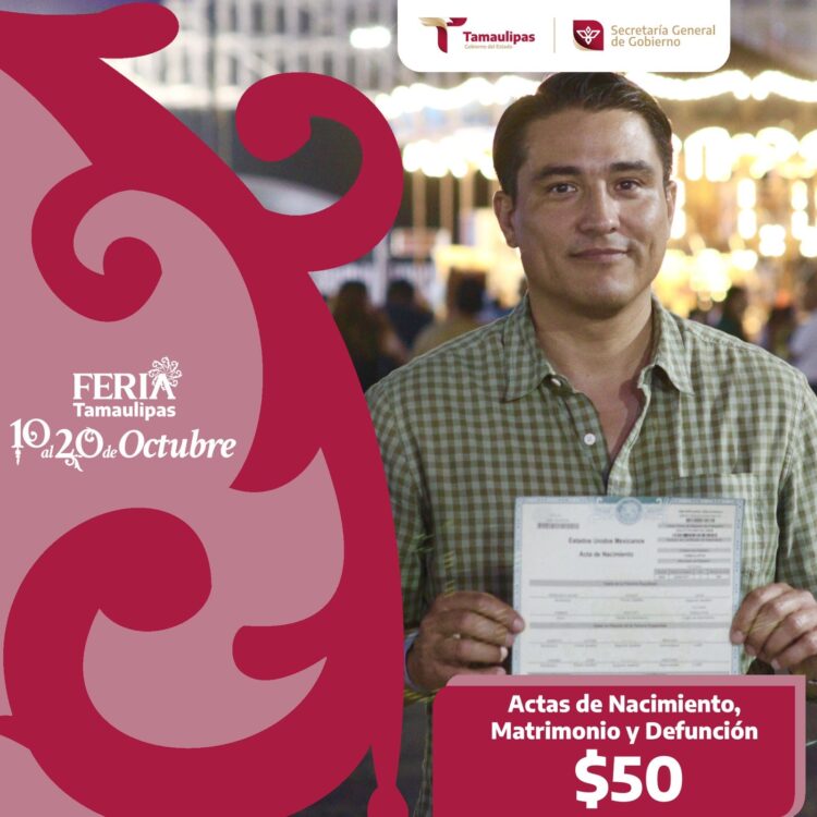 Registro Civil ofrecen actas a precio especial durante la Feria Tamaulipas 2024