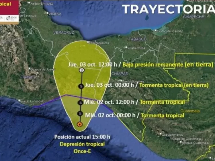 Se forma la Depresión Tropical 11-E frente a las costas de Chiapas y Oaxaca