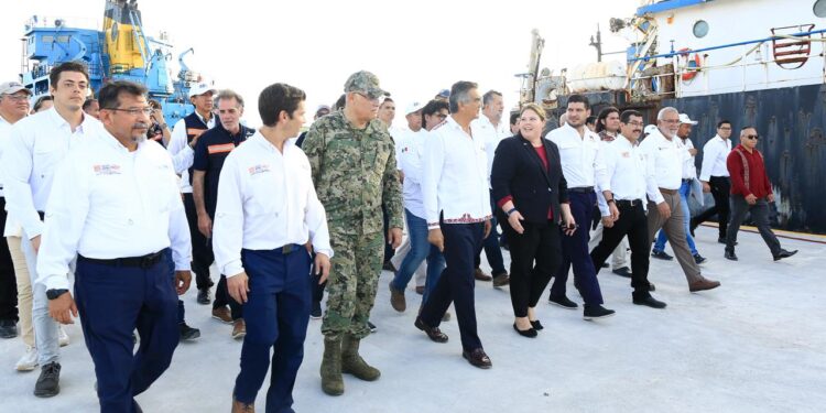 Supervisa gobernador Américo Villarreal avances del Puerto del Norte en Matamoros, Tamaulipas