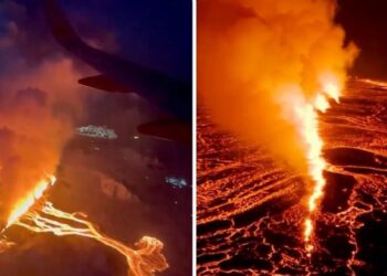 Erupción en Islandia: impresionante espectáculo captado desde un avión
