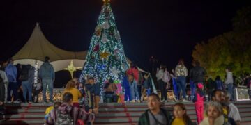 Ilumina pino navideño corazones de asistentes al Parque Tamatán de Cd. Victoria