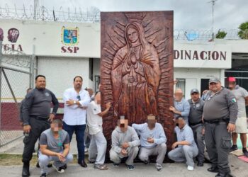 Elaboran imagen monumental de la Virgen de Guadalupe internos del penal de Matamoros