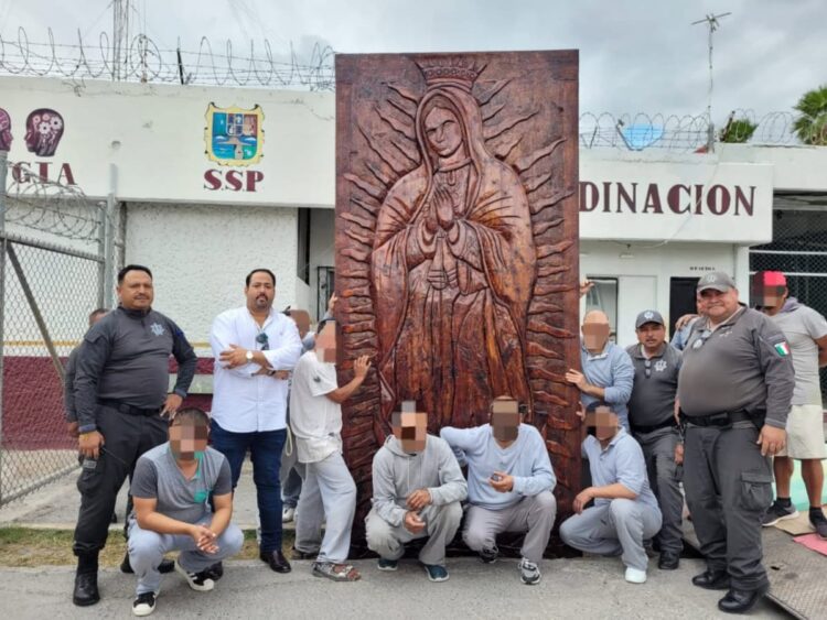 Elaboran imagen monumental de la Virgen de Guadalupe internos del penal de Matamoros