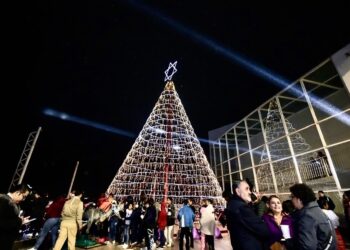 Encienden pino navideño en el Museo Tamux de Cd. Victoria