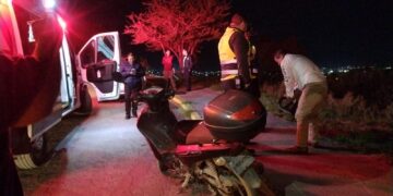 Motociclista derrapa en la Avenida del Estudiante de Cd. Victoria