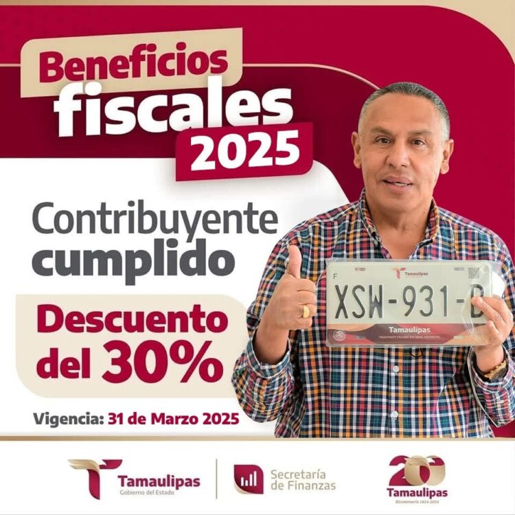 Aplican 30% de descuento en trámite de placas a contribuyentes cumplidos en Tamaulipas