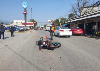 Motociclista derribado por auto en la Col. “José López Portillo”