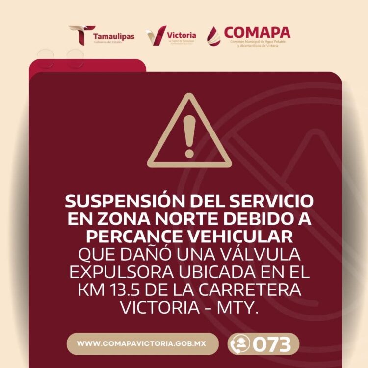 Accidente vial deja sin agua a colonias y fraccionamientos del norte de Cd. Victoria