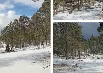 ¡Graniza en Miquihuana!