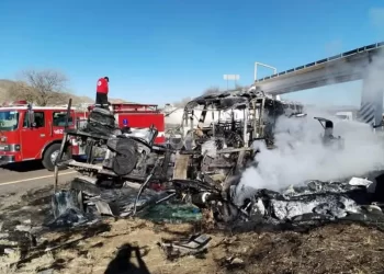 Mueren 14 pasajeros tras choque de autobús con tractocamión en Durango